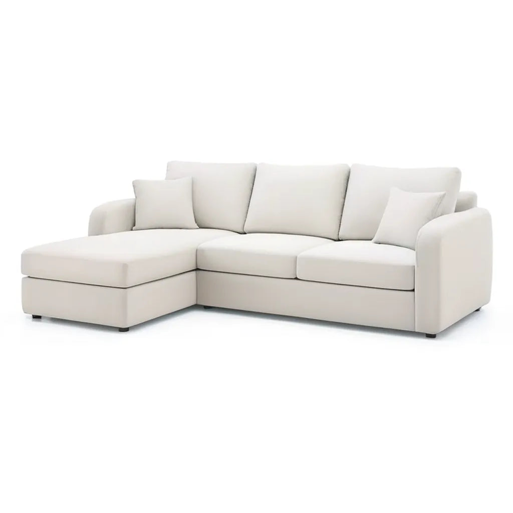 Sofa, 3 fotela poliestrowa w lewym rogu sofa w białym kształcie 260 x 160 x 85 cm
