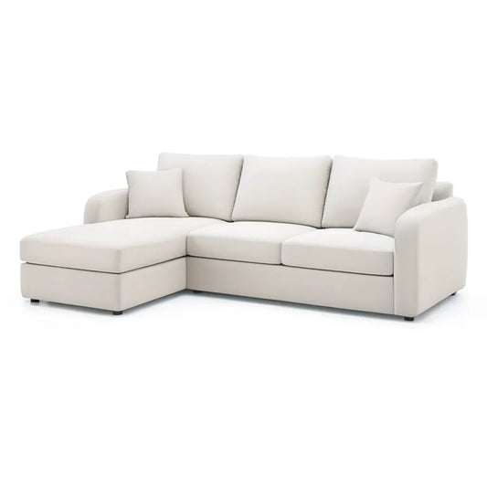 Sofa, 3 fotela poliestrowa w lewym rogu sofa w białym kształcie 260 x 160 x 85 cm