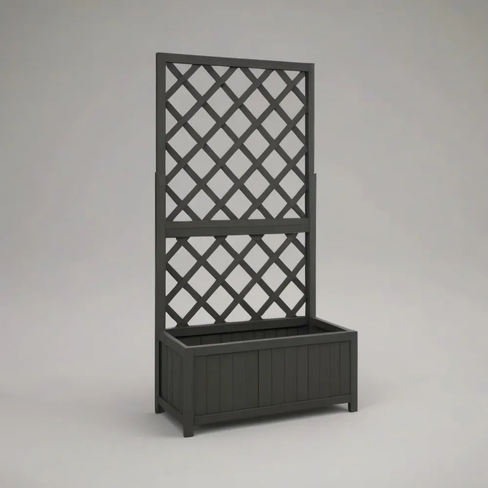 Donica, Kwiat ogrodowy z antracytem szarym żywicą grill 100 x 40 x 140 cm prostokątny dla roślin wspinaczkowych