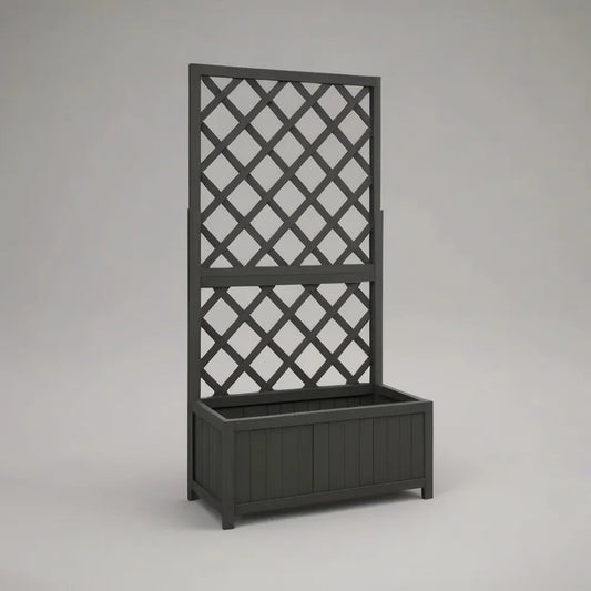 Donica, Kwiat ogrodowy z antracytem szarym żywicą grill 100 x 40 x 140 cm prostokątny dla roślin wspinaczkowych