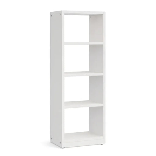Regał, Otwarta biblioteka pionowa 4 poziomy w prostokątnej białej płycie melaminowanej 30 x 30 x 106 cm