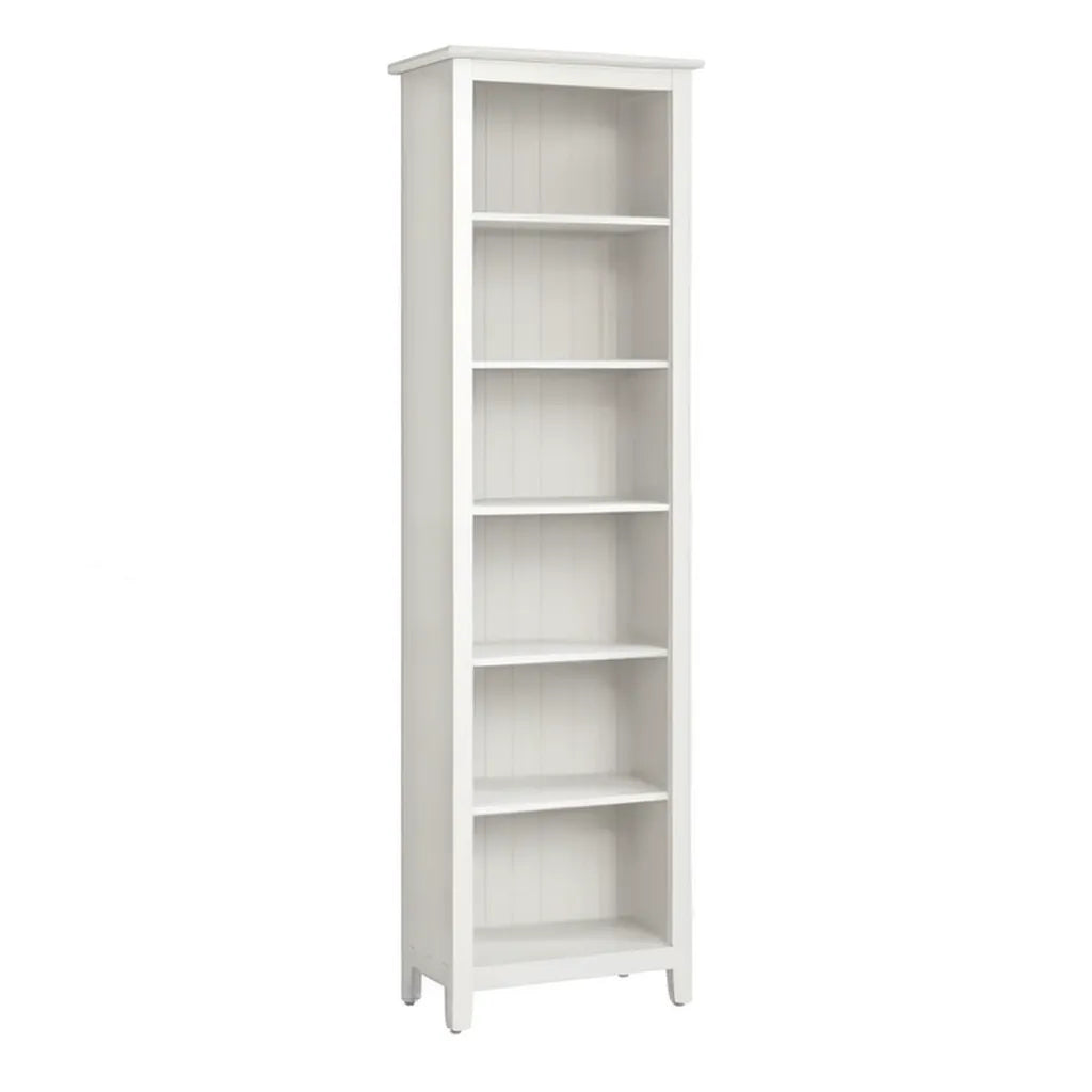 Regał, Wysoka biblioteka 6 półek w litej sosnie białej 49 x 37 x 197 cm
