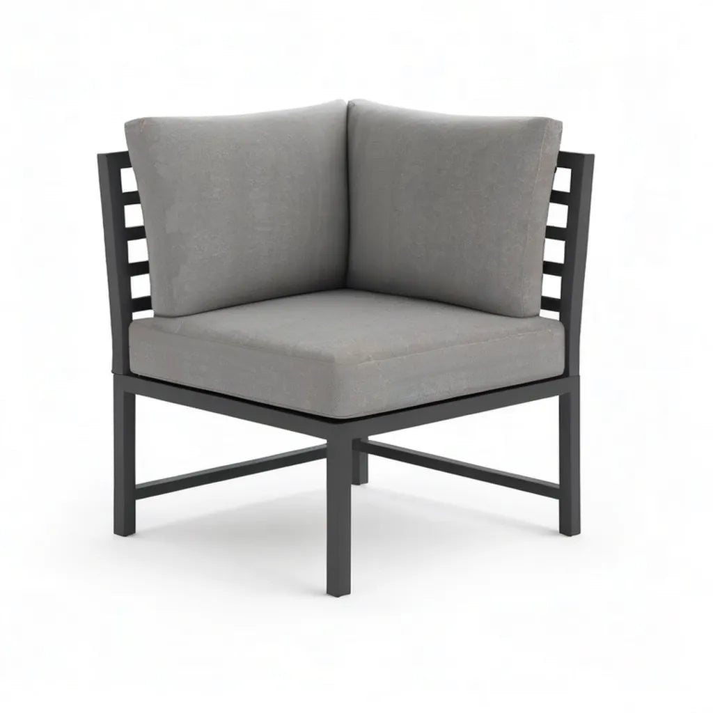 Sofa ogrodowa, Ogród Lounge narożnik krzesło w kształcie litery 75 x 75 x 80 cm stali poliester szary czarny