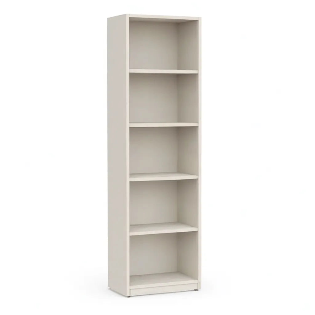 Regał, Wysoka otwarta biblioteka z 5 poziomami na białej płycie melaminowanej 60 x 30 x 200 cm