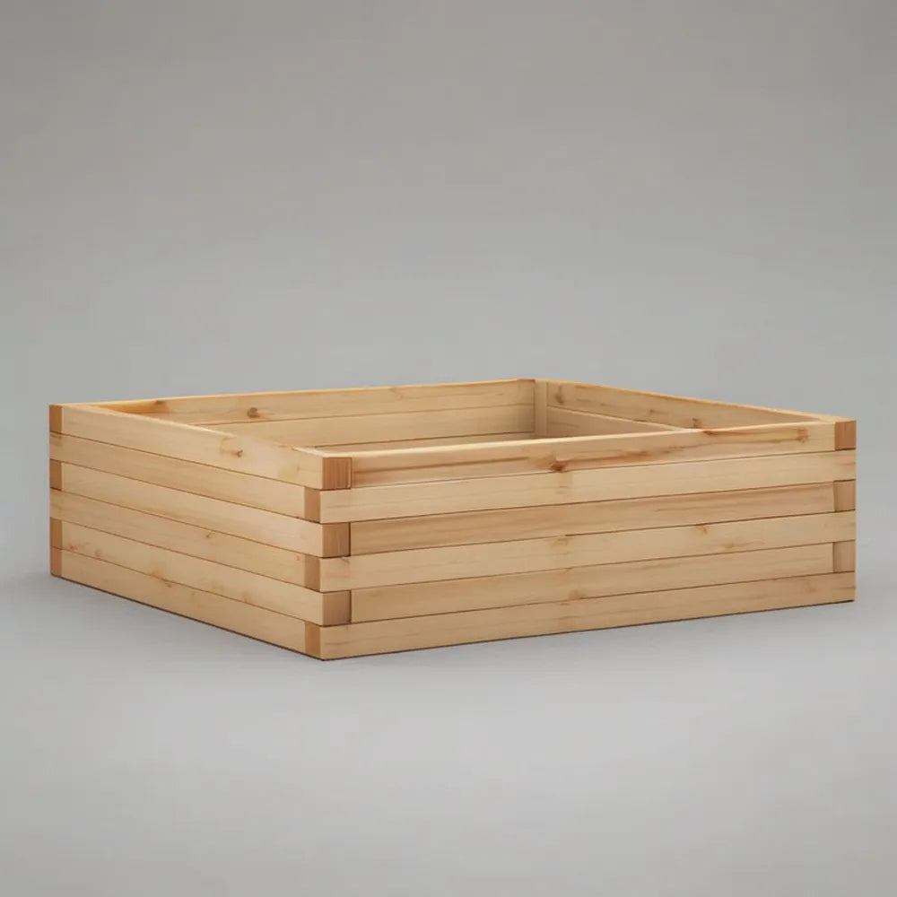 Donica, Prostokątny plantator ogrodowy 120x80x30 cm w naturalnym litym drewnie