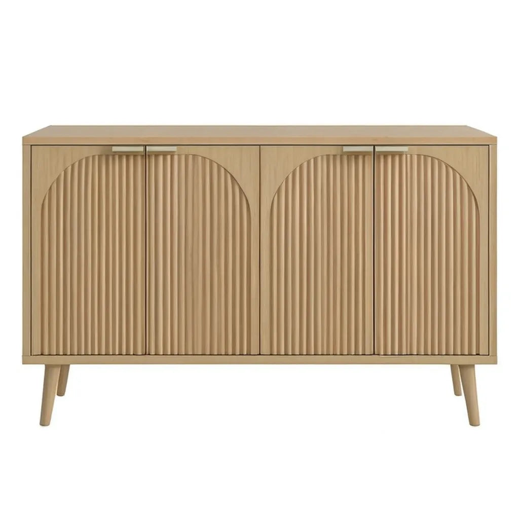 Kredens, 4 drzwi MDF boczny z naturalnym prostokątnym dębem efekt 160 x 40 x 80 cm