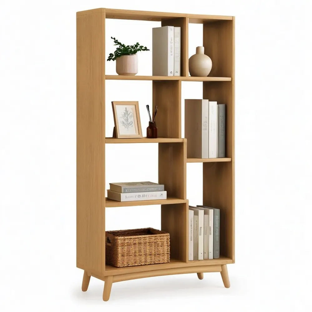 Regał, Biblioteka stojąca o wymiarach 90 cm lekki dąb w panelu MDF z otwartymi półkami 180 cm