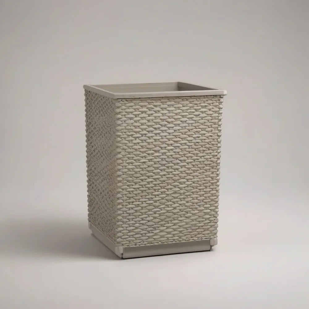 Donica, Plac doniczka 40 x 40 x 45 cm plastikowy efekt beżowy rattan dla ogrodu